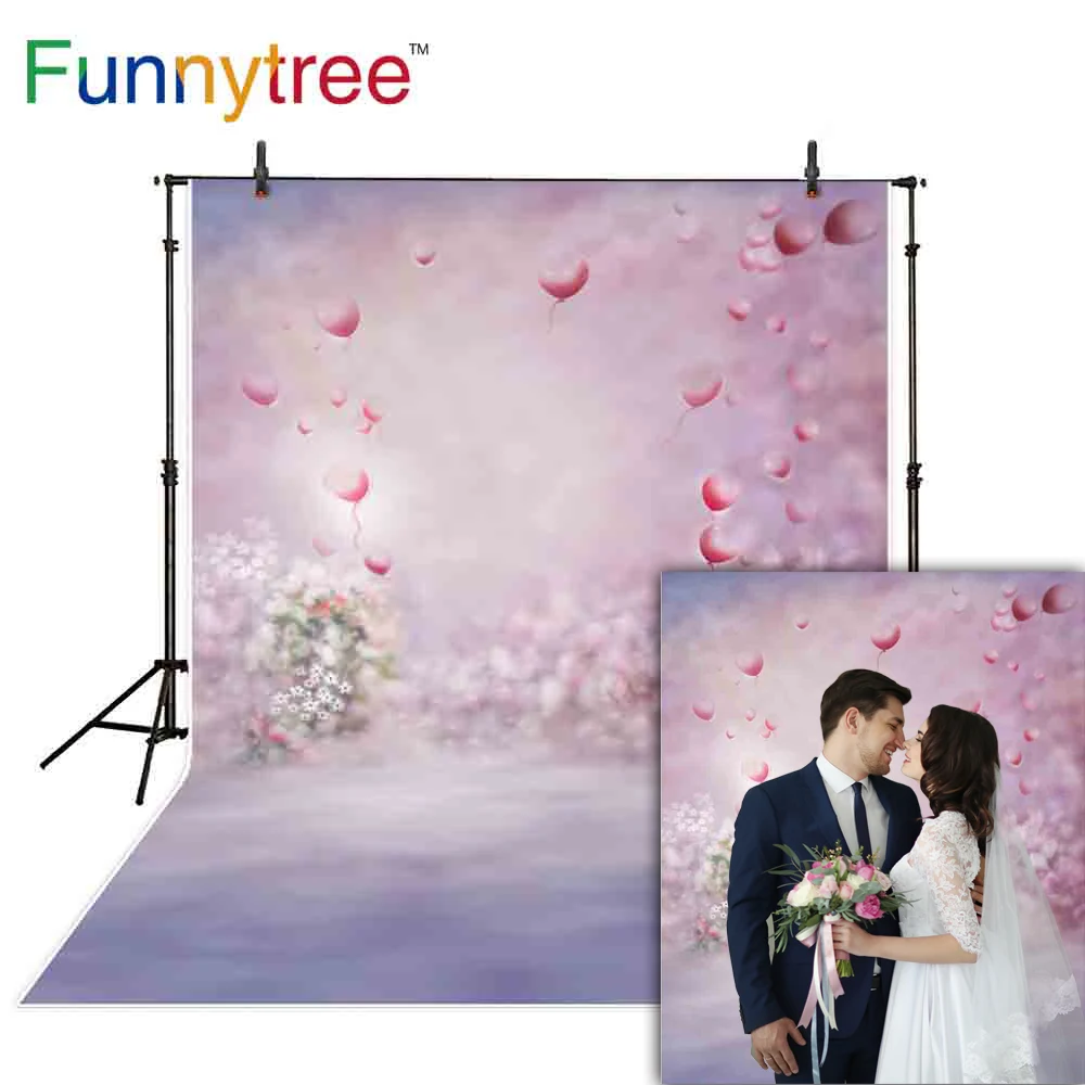 

Funnytree backdrops photophone love balloon flower Valentine wedding photocall photographic background for photo shoots prop