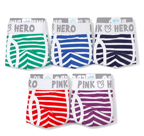 [5 шт. цвета смешанные] Pink Hero полосатый хлопок Для мужчин Нижнее Бельё для девочек Мужской Underpant выпуклость мешочек человек шорты-боксеры cuecas 1203 - Цвет: 5pcs colours Mixed