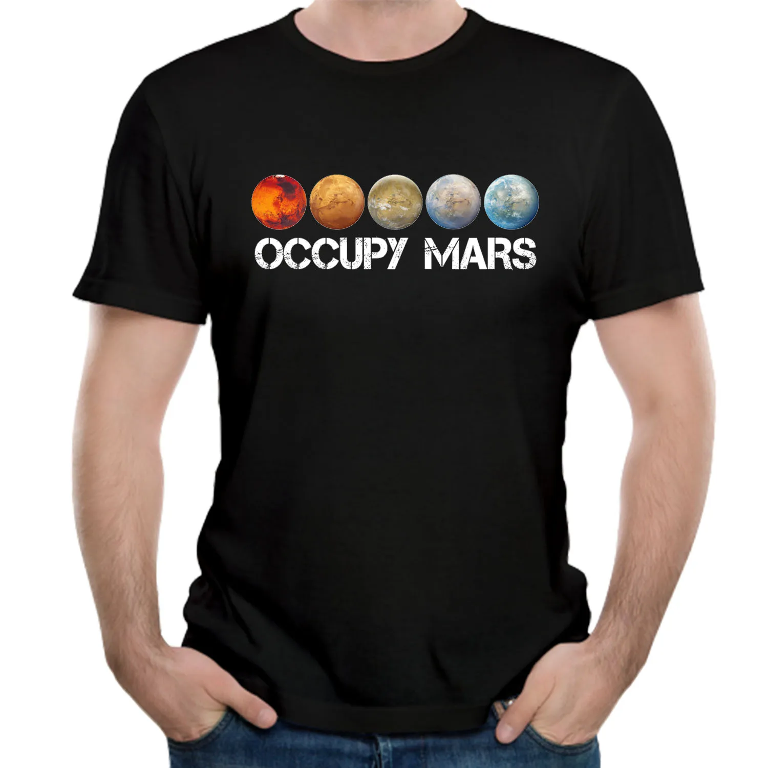 black Космическая X Футболка Ouccpy Mars Tees Elon Musk Футболка Топ дизайн популярный красивый с короткими рукавами Tesla - Цвет: black