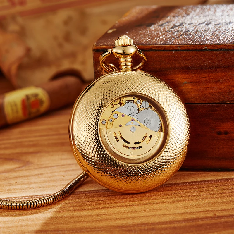 Роскошные Известный Топ Бренд Скелет Механические карманные часы мужские брелок