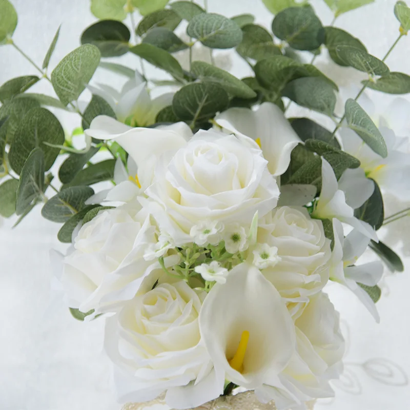 JaneVini кремовые белые свадебные цветы для мужчин Calla Lily розы Букет невесты