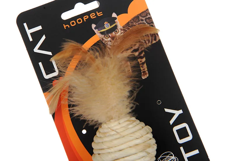 HOOPET Pet Puppy Собака Кошка играя льняная мышь Милая забавная интерактивная игрушка льняной и полый пластиковый Мячик с пером