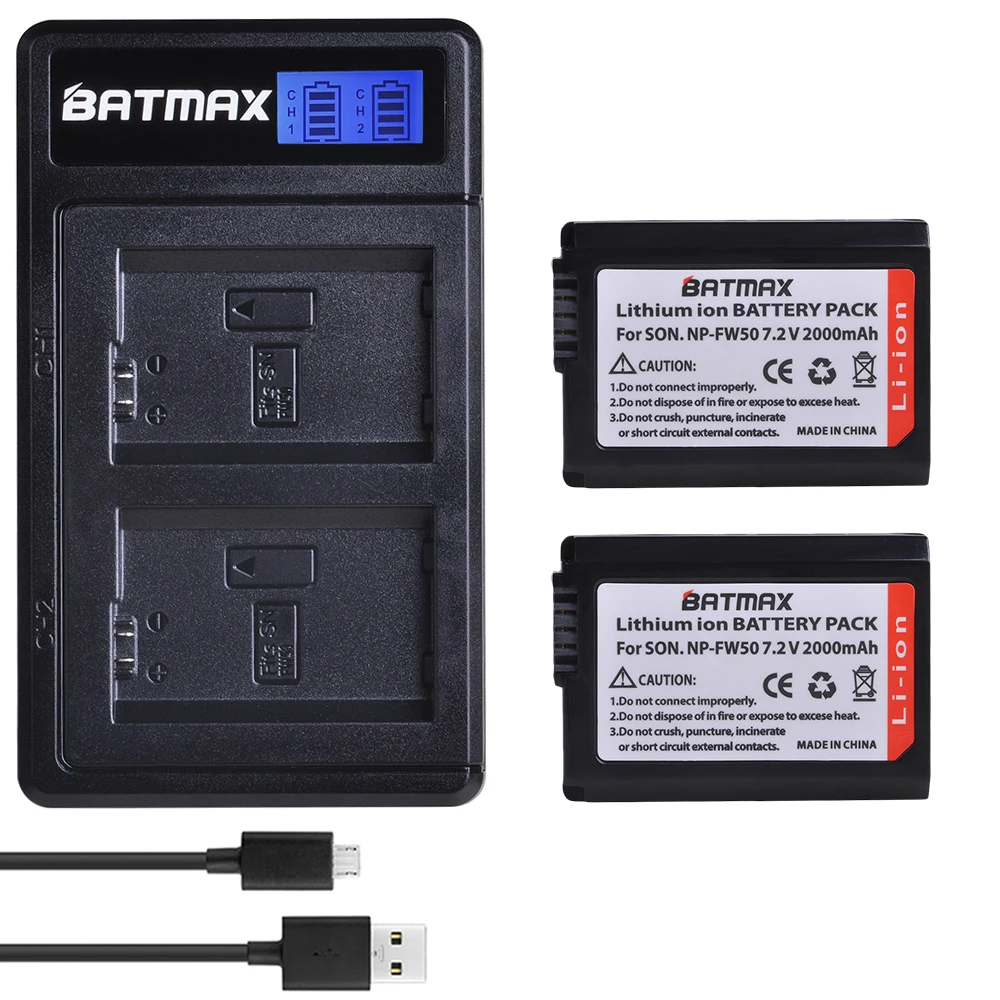 2B with charger Bamtax NP-FW50 NP FW50 NPFW50 акумуляторная батарея+ ЖК-дисплей двойной Зарядное устройство для sony Alpha a6500 a6300 a6400 a6000 a5000 a3000 NEX-3 a7R - Цвет: 2B with charger
