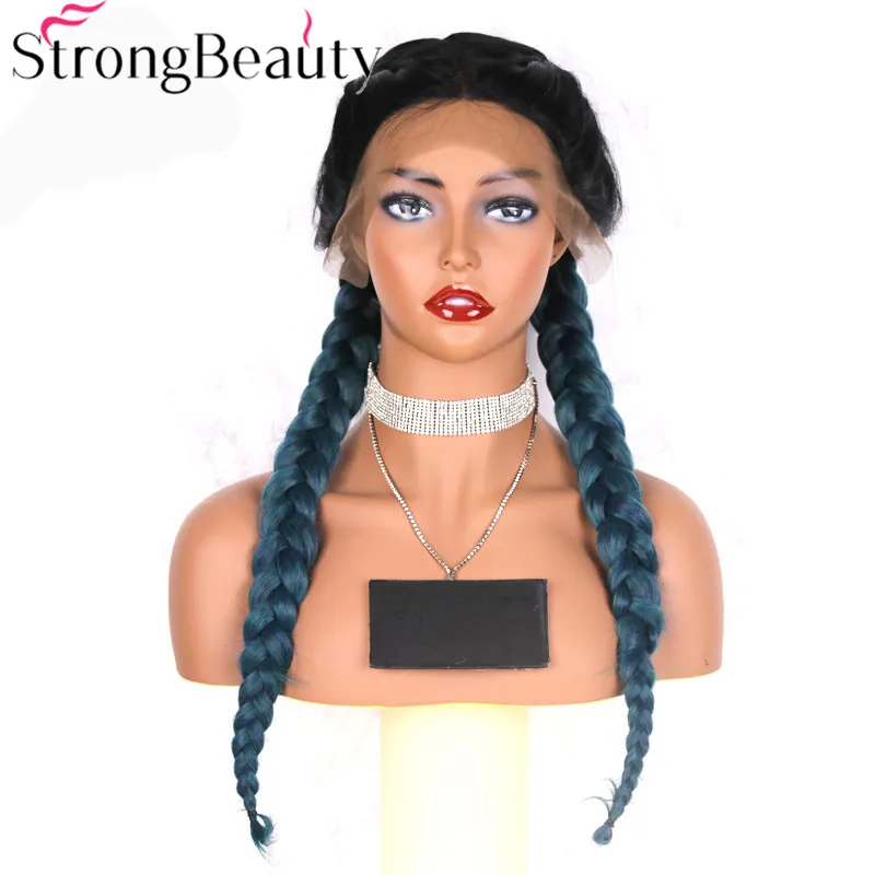 StrongBeauty Синтетический Плетеный кружевной передний парик косички Омбре