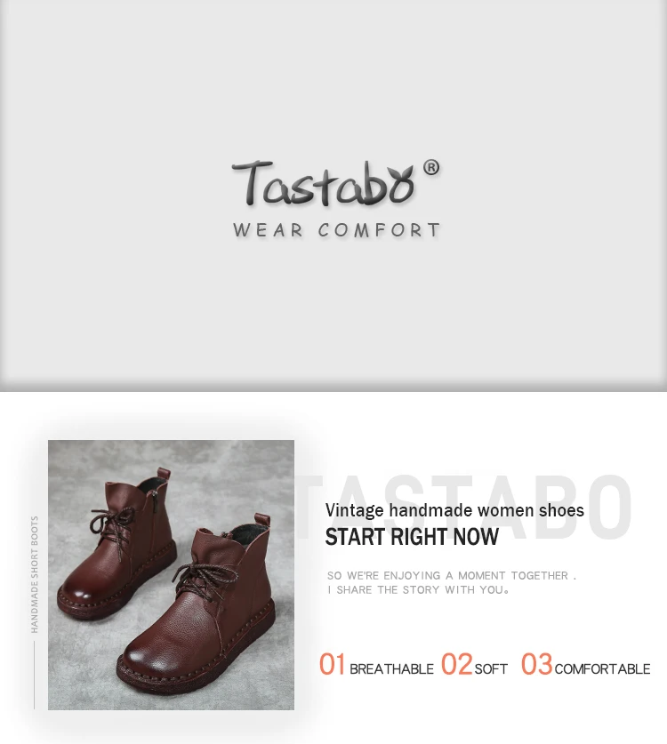 Tastabo/женские ботильоны из натуральной кожи на шнуровке; женская обувь на плоской подошве в винтажном стиле; однотонные черные женские ботильоны в стиле ретро