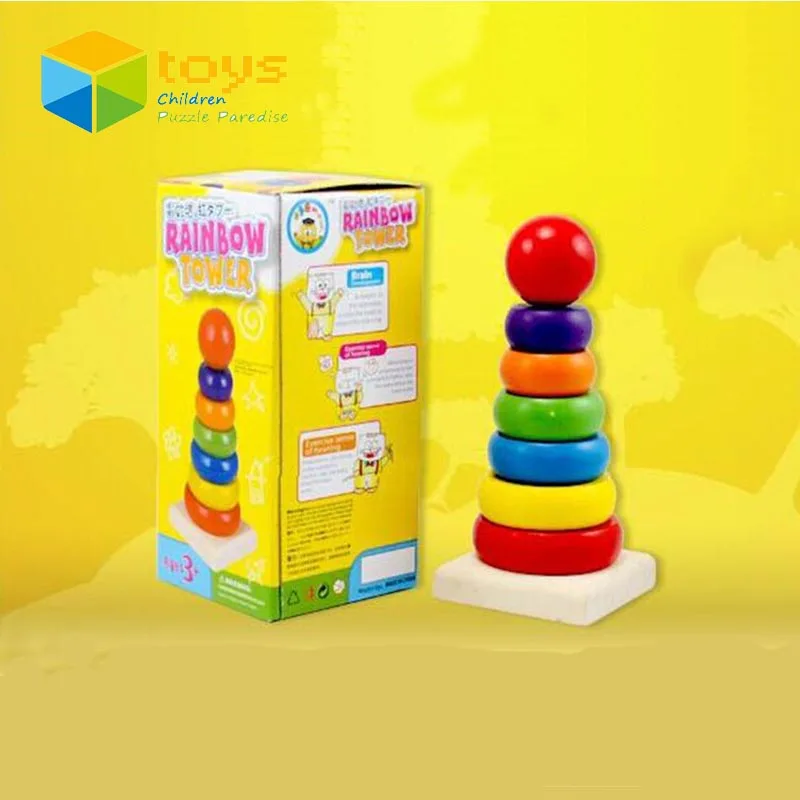 Радужная башня деревянное кольцо штабелируемые строительные блоки обучающая