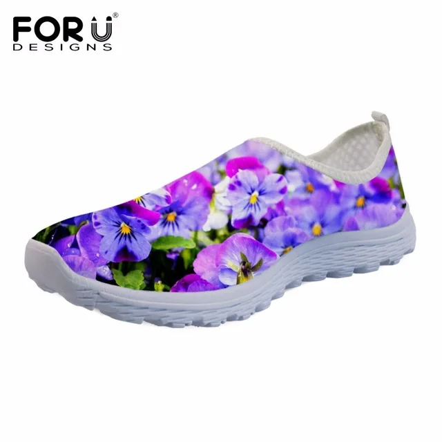 Женские сетчатые туфли с цветочным принтом FORUDESIGNS Летние удобные легкие лоферы