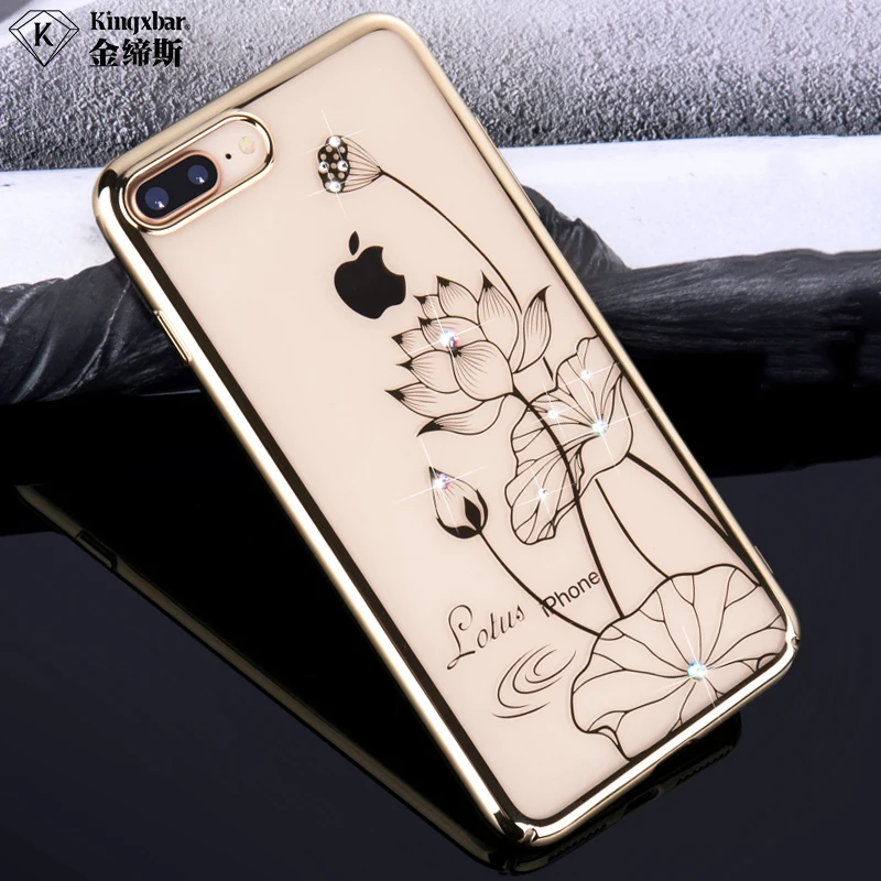 KAVARO Чехол для iPhone 7 8 с россыпью роскошных кристаллов из алмазов на позолоченной ПК задней крышке