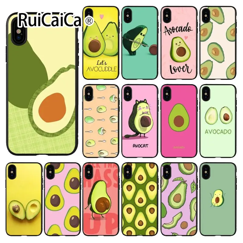Ruicaica авокадо ТПУ мягкий силиконовый черный чехол для телефона Apple iPhone 8 7 6 6S Plus X XS