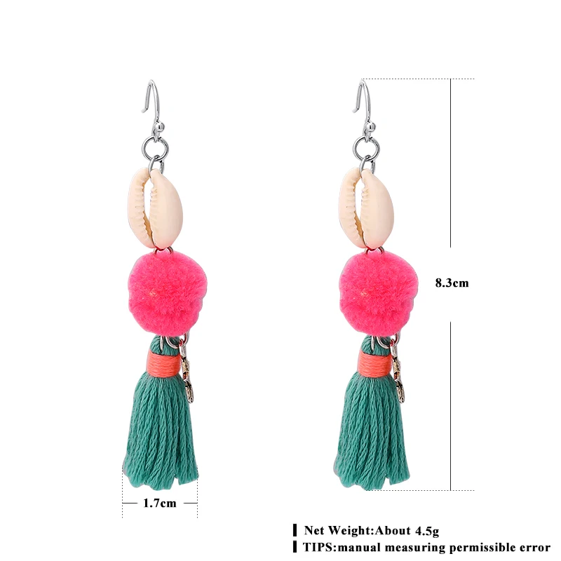 Розовый шар серьги темперамент brincos для женщин ручной работы кисточкой падение pom