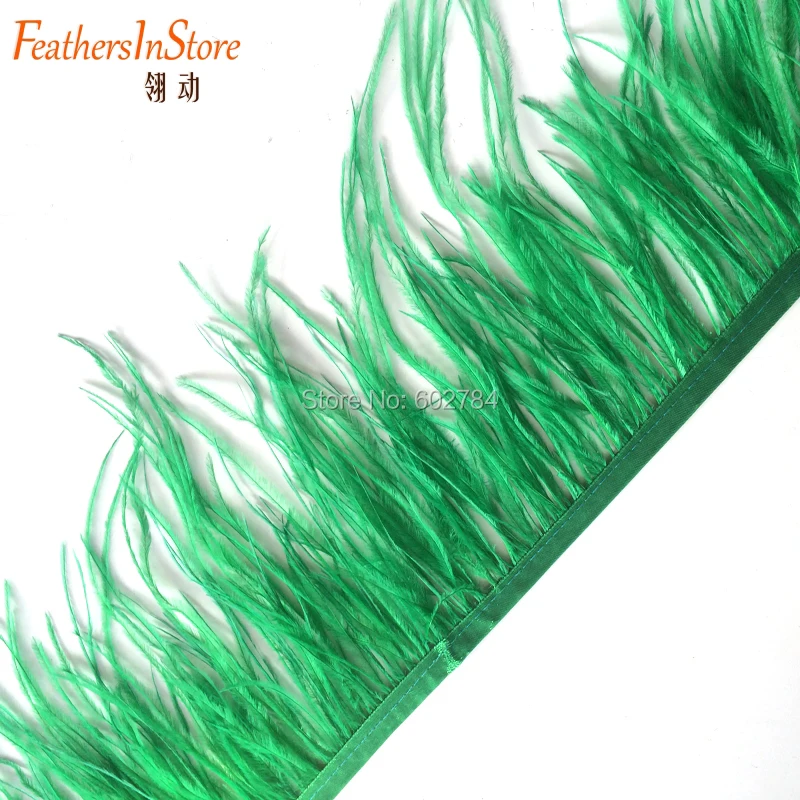 

Wholesale Beautiful High Quality glass green Ostrich Feather Ribbon 13-15cm Length Trims For Dress/Craft Supplies
