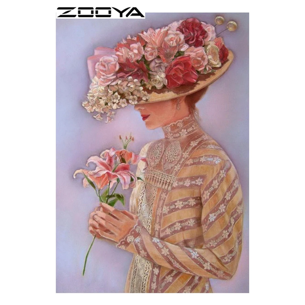 ZOOYA алмазов картина Полный Дрель Леди Красота Алмазная вышивка и цветочным