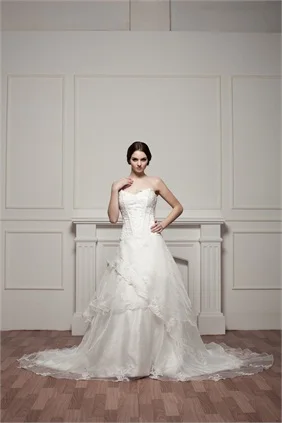 A-Line Empire Sweetheart Church Chaple Train Wedding Dress  Свадьбы и