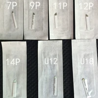 50 pcs 7 9 11 12 14 pin permanent makeup manual eyebrow tattoo needles blade for 3d embroidery microblading tattoo pen machine
