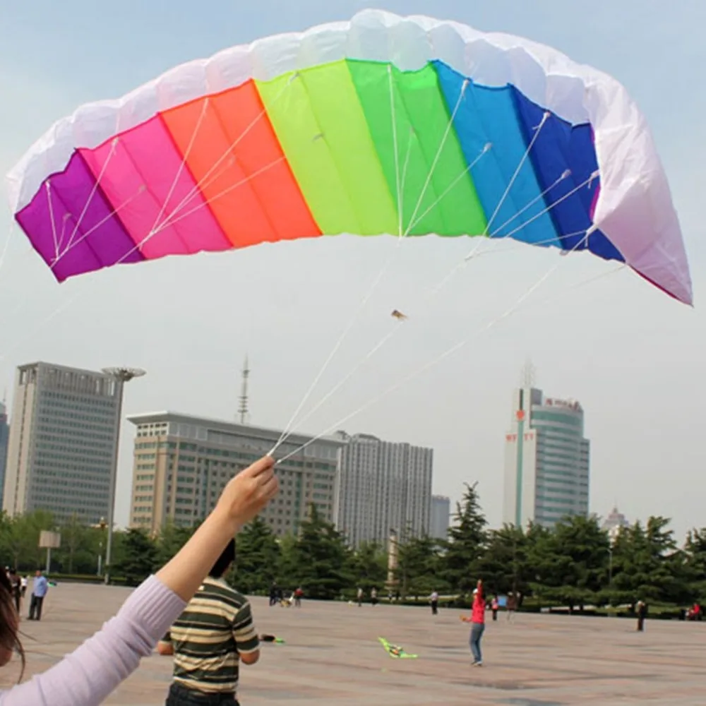 

Rainbow Dual Line Kitesurfing Stunt Parachute Soft Parafoil Surfing Kite Sport Kite Outdoor Activity Beach Flying Kite