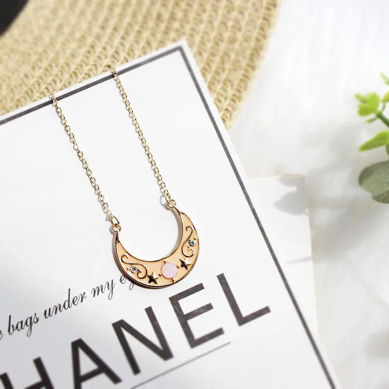 Anime Sailor Moon Necklace Cute Cat Luna Hollow Pendant Model Gold Neckchain Cosplay Jewelry Fanmade Chain Fans Gift Collection | Игрушки и
