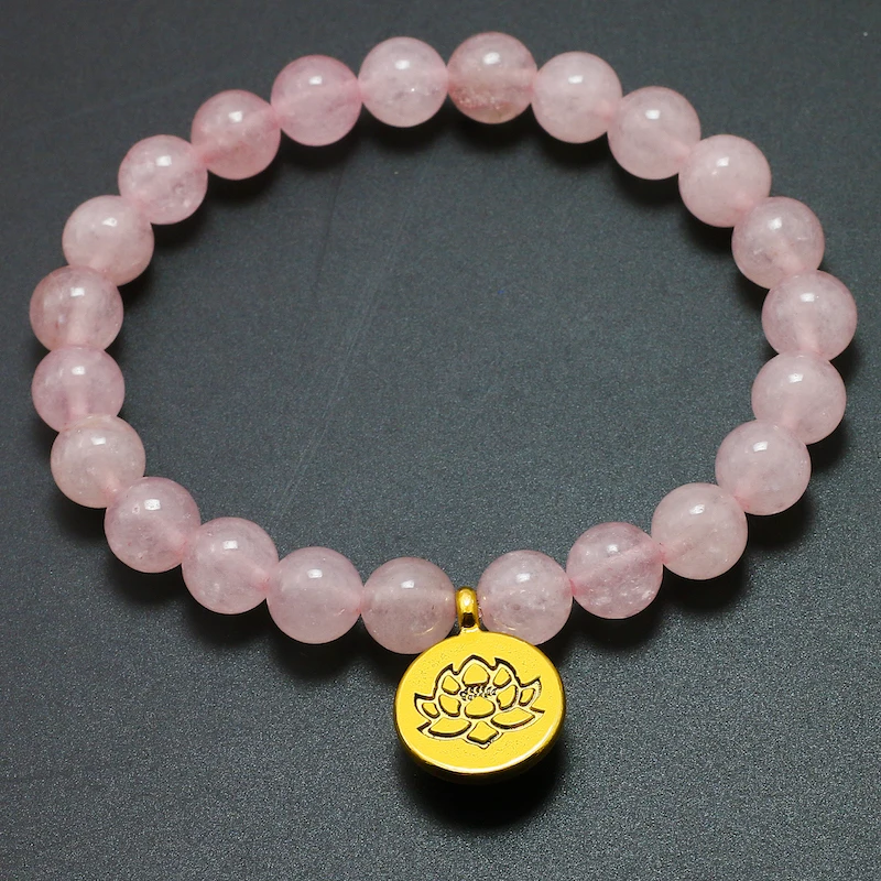 Натуральный розовый хрустальный браслет лечебный Biddha амулетные браслеты с