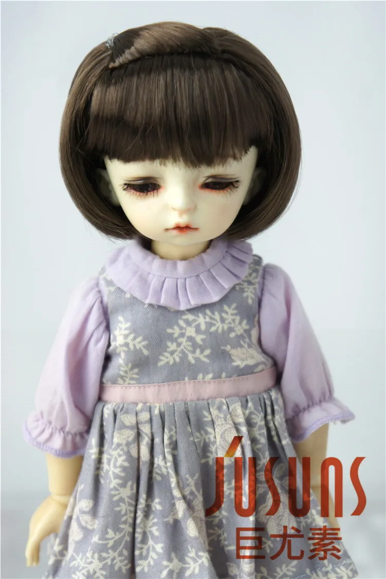 6-7inchDark BrownSM4 JD477 1/8 1/6 Прекрасный Средний БОБО пони BJD парик Размер 5-6 дюймов 6-7 дюймов мягкий синтетический мохер кукольные Парики Модные кукольные аксессуары - Цвет: 6-7inchDark BrownSM4