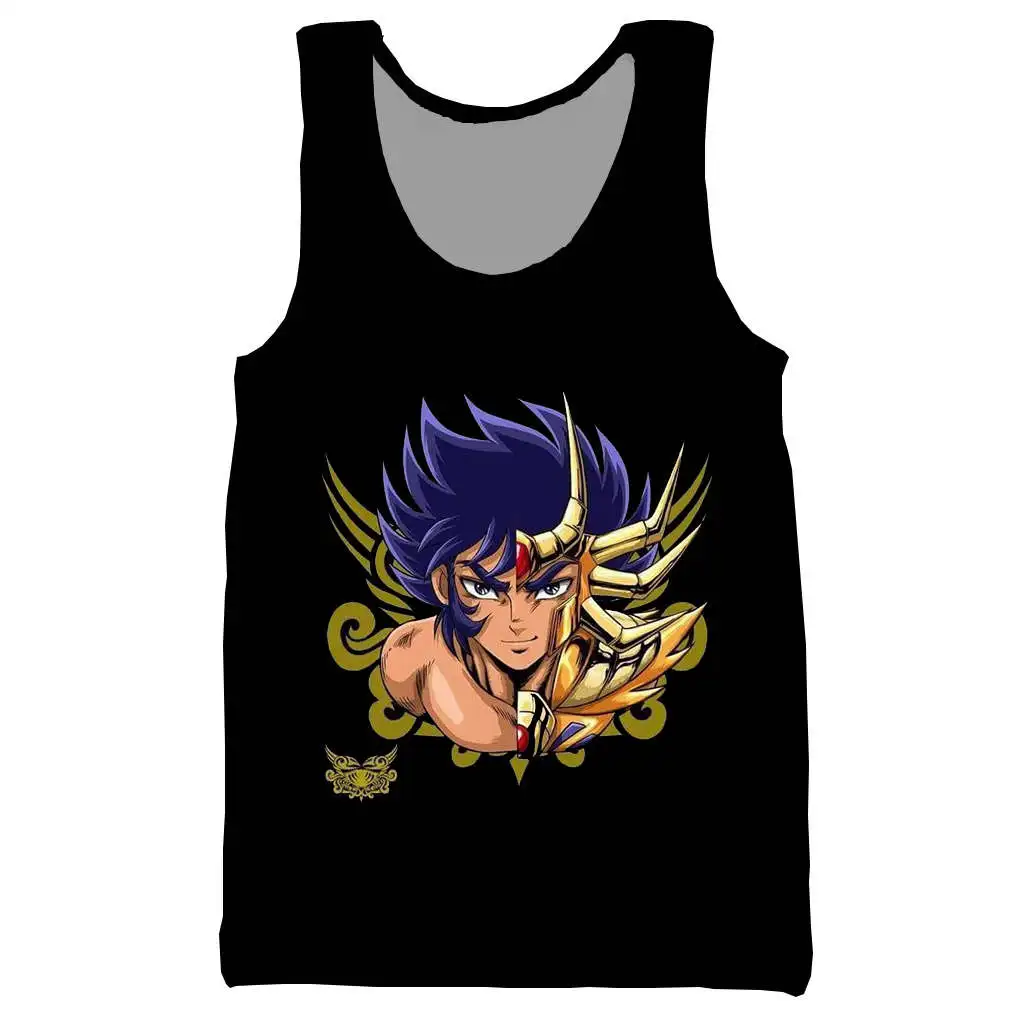 Аниме Saint Seiya 3D Печатный Топ на бретелях для мужчин модный крутой летний топ и
