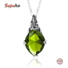 Szjinao кулон из перидота для женщин из натуральной кожи 925 стерлингового серебра ожерелье с драгоценным камнем, цветок принт в виде звезд турецкий ювелирный бренд подарок Лидер продаж