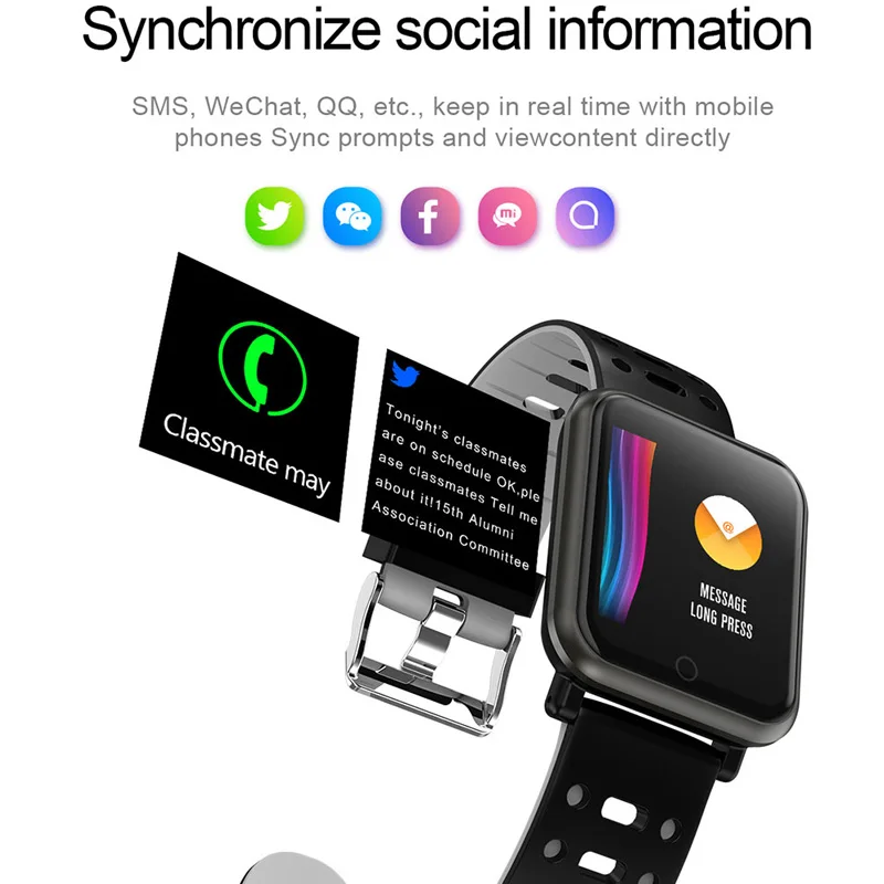 

Colorful Display Blood Pressure Smart Watch Calorie Pedometer Sleep Tracker IP67 Waterproof Heart Rate Monitor Sport Watch