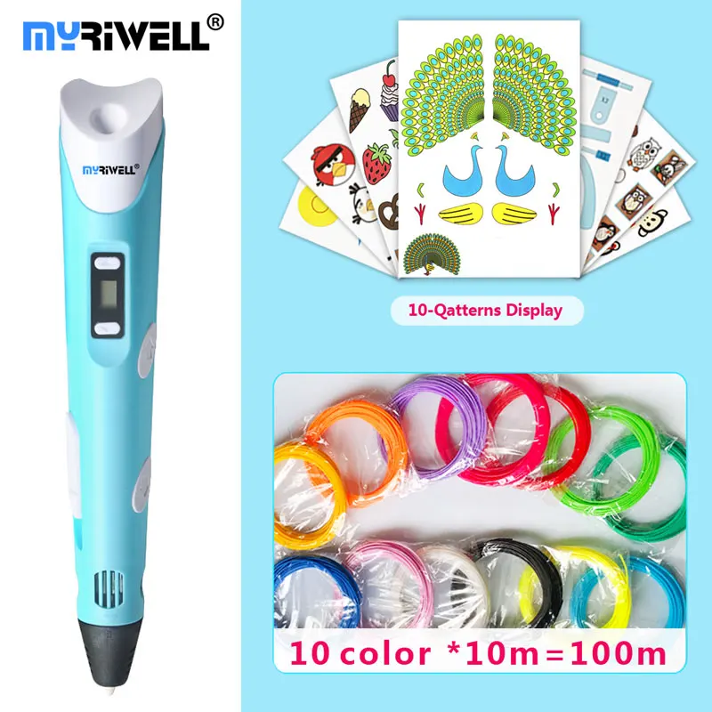 3d ручка myriwell светодиодный дисплей нить из АБС/пла умная лучший подарок для