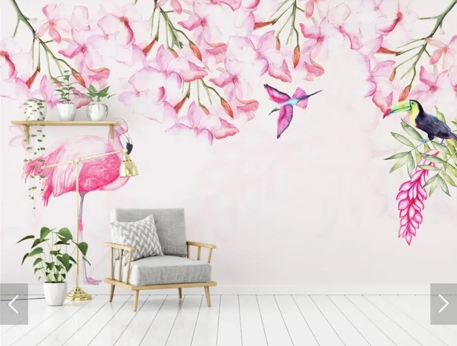Nordic Flaming Flower Wallpaper Mural Wall Decorative Paper Roll 3D Home Improvement Murals Animal Contact | Обустройство дома