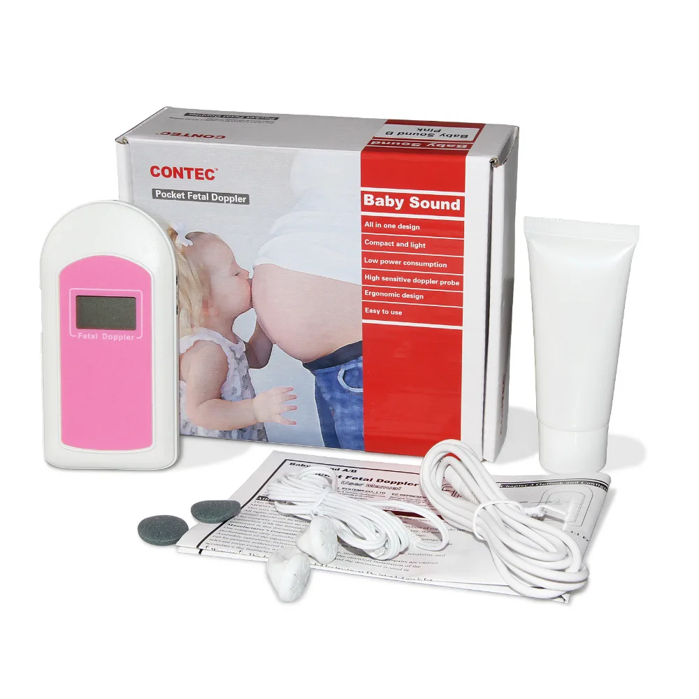 

Handheld Pocket Fetal Doppler Baby Heart Beat Monitor, gel, earphone, CE Babysound B Pregnancy Baby fetus Recorder