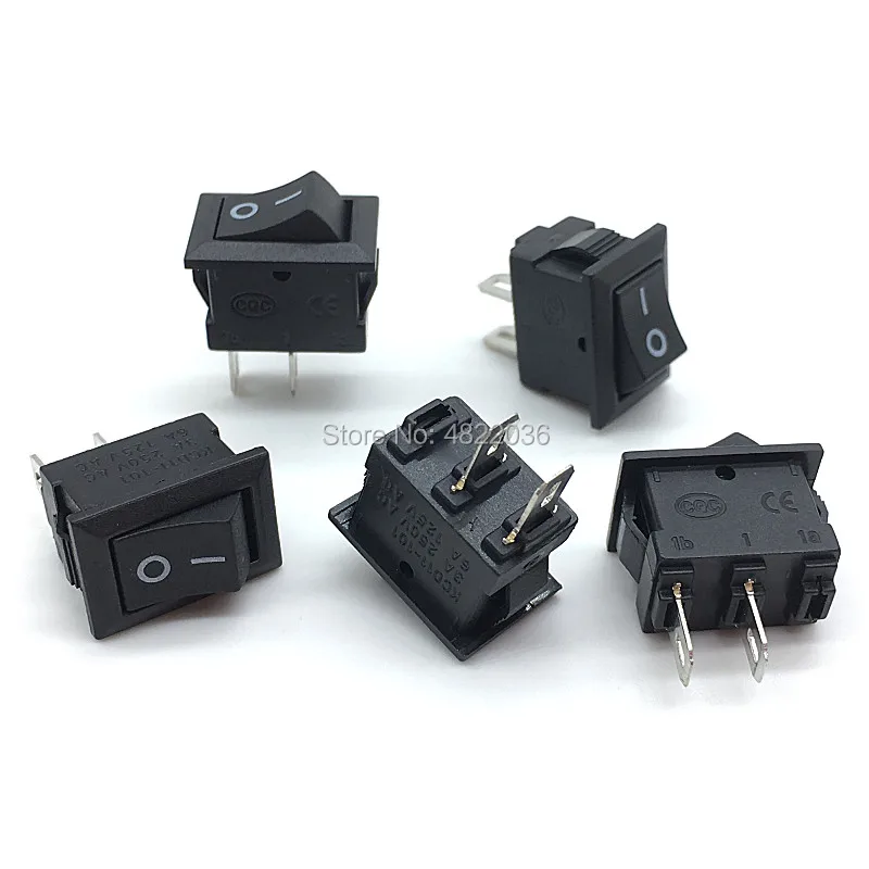 10 шт. маленький черный переключатель KCD11-101 3 а/250 В 10*15 мм SPST 2PIN ON/OFF для лодки