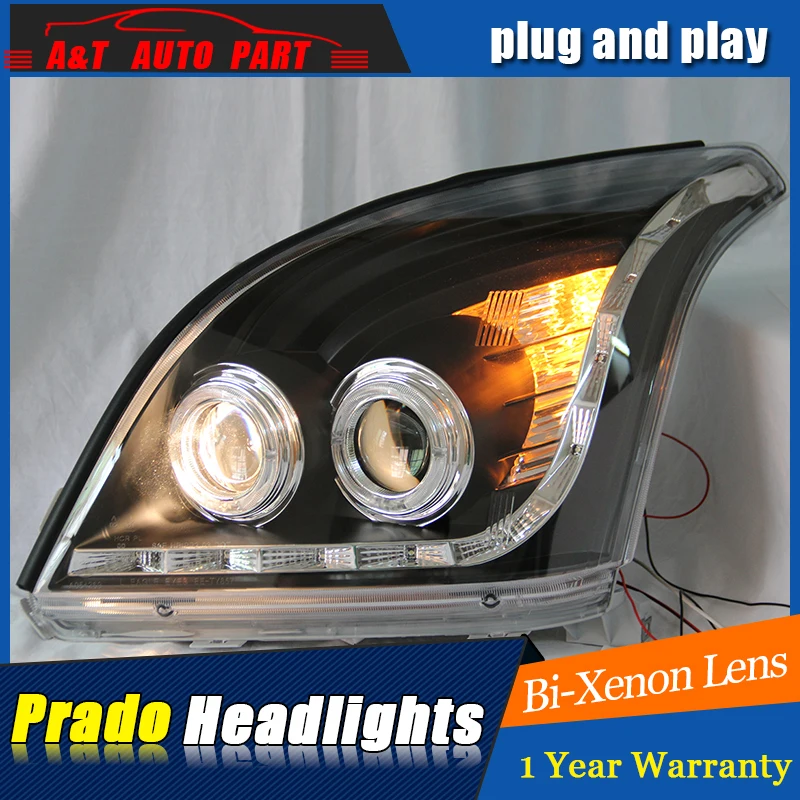 Автостайлинг фары для toyota PRADO 2003-2009 светодиодный ная передняя фара Angel eye DRL