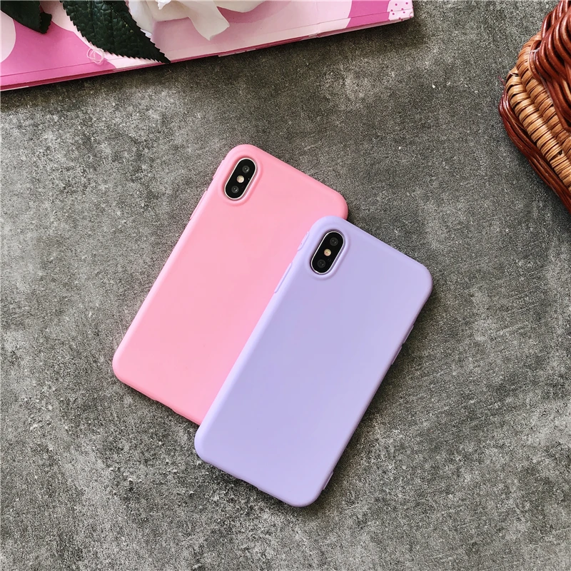 High Quality Candy Color Full Cover Case for Apple iPhone 6 6S Plus 7 8 plus X 10 6s Soft TPU Silicone Cases back Coque |