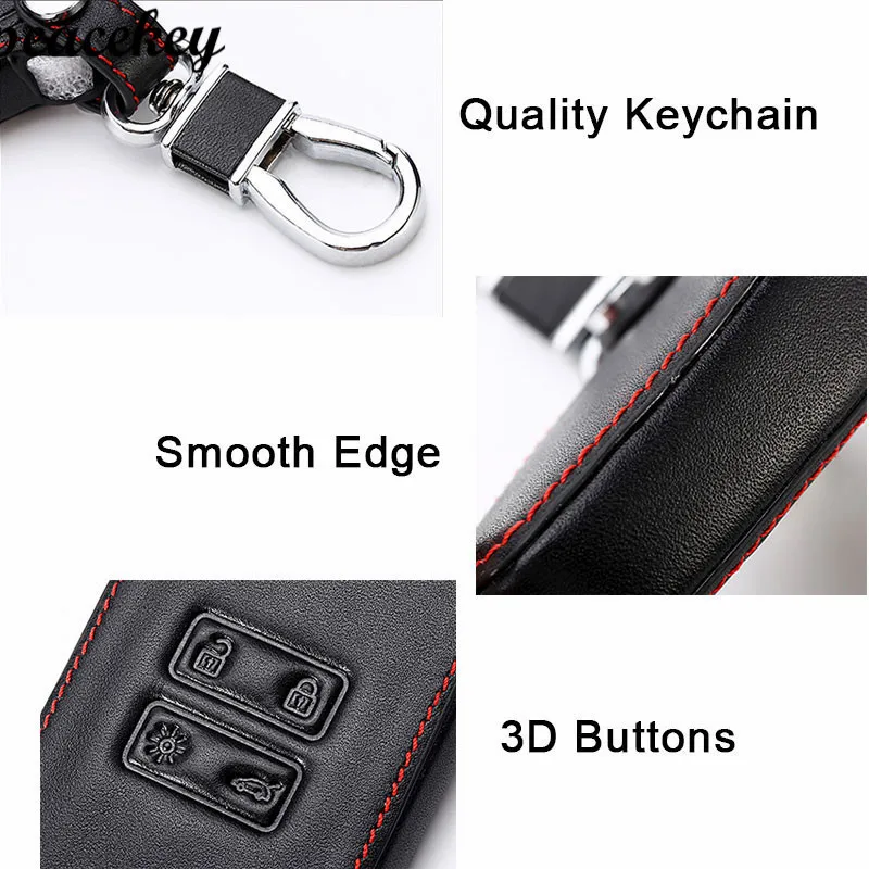 

Peacekey Genuine Leather Car key cover case protector Sticker For Renault koleos Kadjar 2016-2018 Keychain Keys With Key Rings
