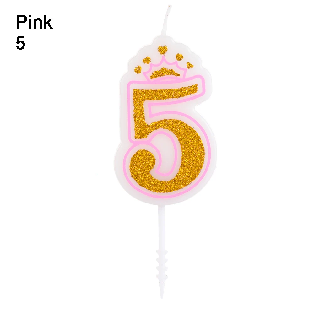 Pink-5 Новые блестящие туфли; Цвет: розовый, золотистый/синий 1 2 3 4 5 6 7 8 9 0 коронный номер лампы в форме свечи для детей мальчиков и девочек День рождения торт декоративные свечи - Цвет: Pink-5