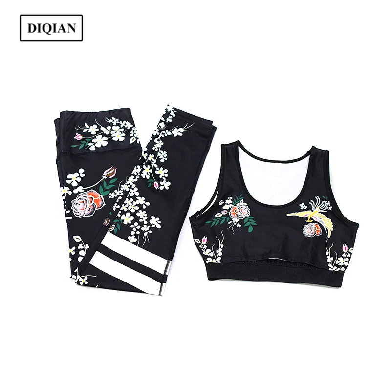 DIQIAN 2019 Новое поступление спортивные наборы для женщин фитнес 2 цвета Femme плотные