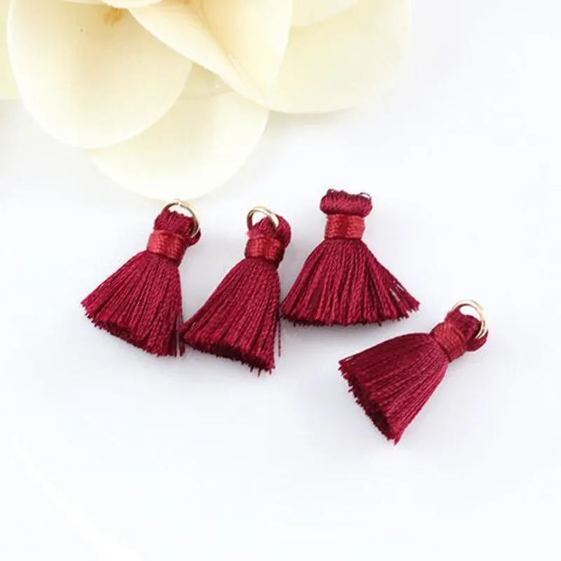 Wine red-20pcs DIY 20 шт Мини ледяная подвеска с шёлковой кисточкой женские серьги ожерелье аксессуары 2 см - Цвет: Wine red-20pcs