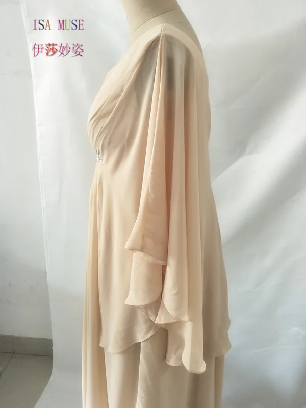 Цвет шампанского 2016 платья для матери невесты трапециевидные с v-образным