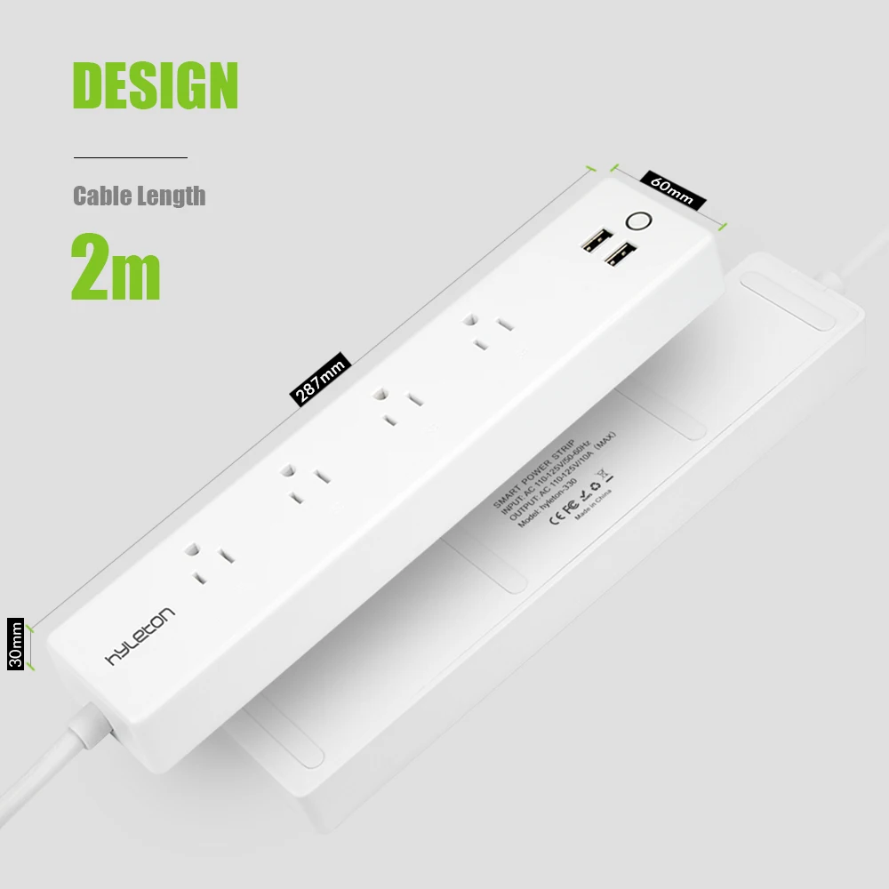 Удлинитель Hyleton с Wi Fi и USB портом умный сетевой фильтр от перегрузки американской
