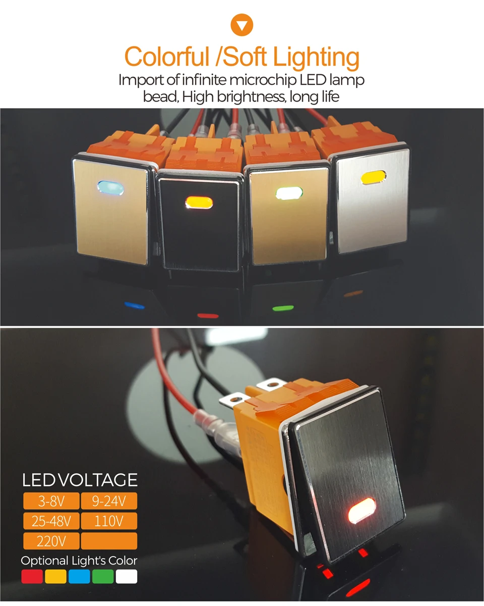 LANBOO 16A250VAC DPDT Высококачественная алюминиевая панель Водонепроницаемый кулисный переключатель