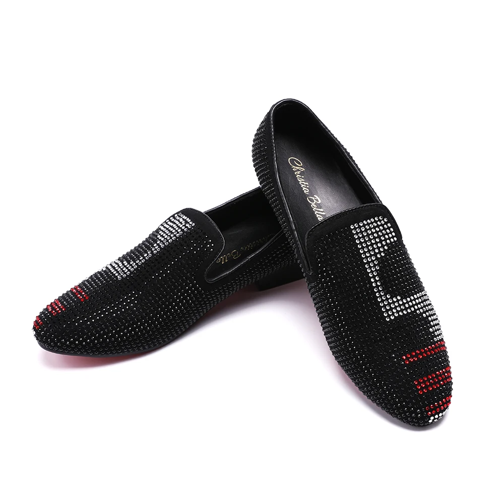 Кристия Белла модные мужские лоферы стразы дизайнерские шипованные ботинки