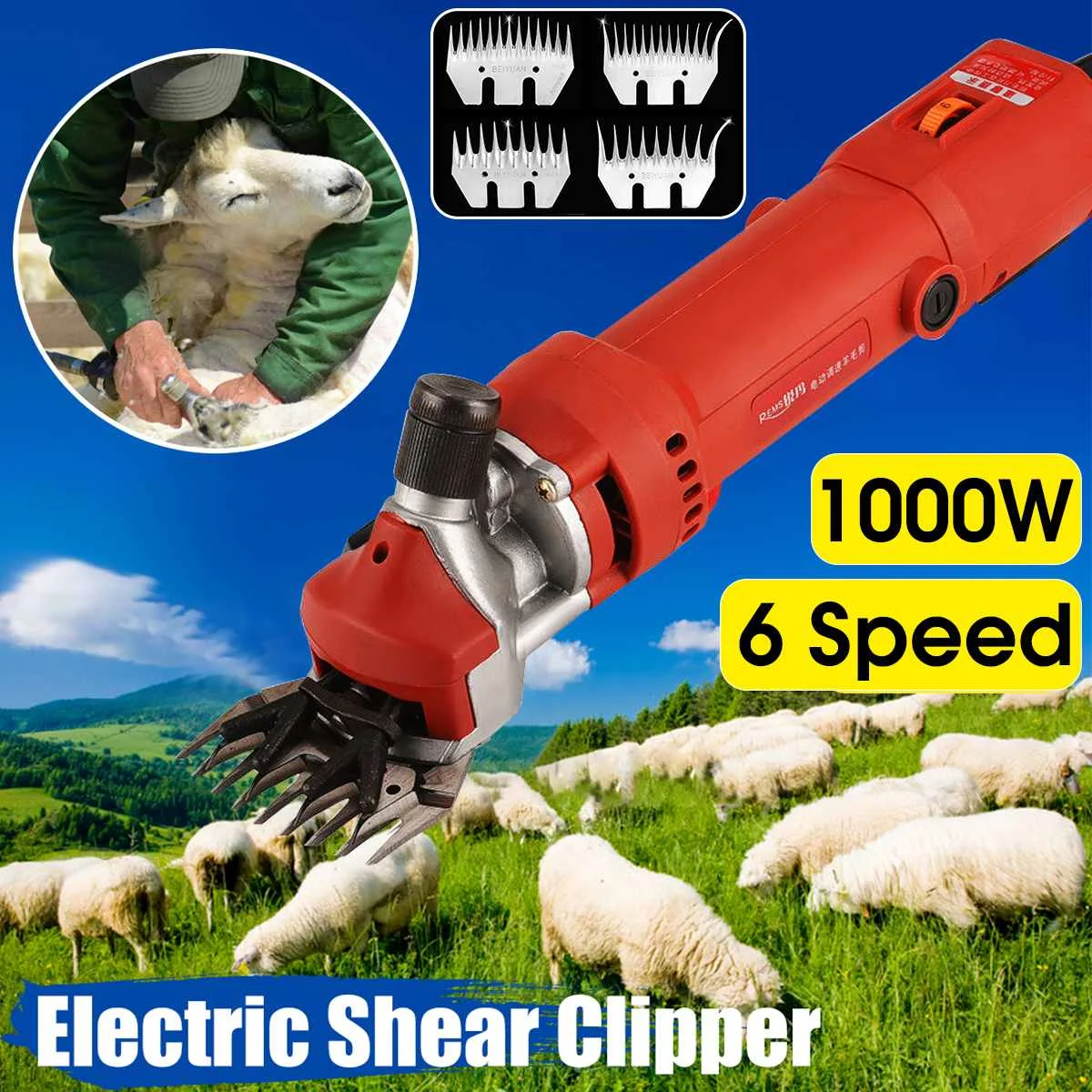 

1000W 220V 2400R/Min Electric Shearing Clipper Shear Sheep Goats Alpaca Shears Pet Hair Shearing Machine Cutter Wool Scissor