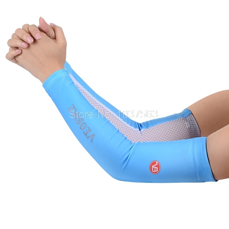 skyblue LEOBAIKY из дышащего материала для мужчин и женщин на руку с длинным рукавом велосипед Спорт бег Рыбалка Защита от солнца УФ защитный баскетбольный митенки для женщин Велоспорт перчатки - Цвет: skyblue