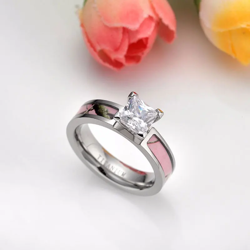 2 шт./лот Роскошный Розовый Камуфляжный набор колец с кубическим цирконием