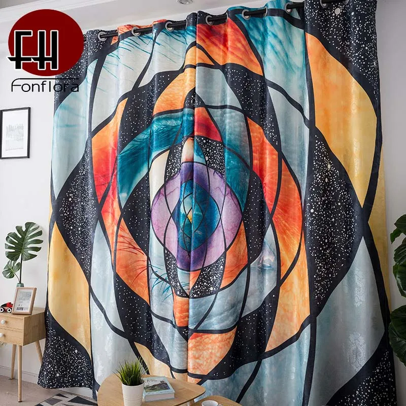 Геометрические круглые 3D светонепроницаемые занавески для гостиной спальни