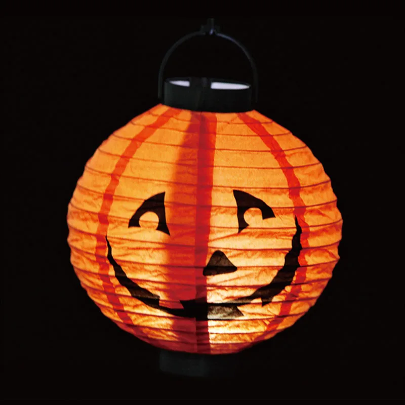 Halloween Pumpkin Lights Glowing Paper Lanterns Portable Four Colors Venue Party Arrangement Props Lighting | Дом и сад