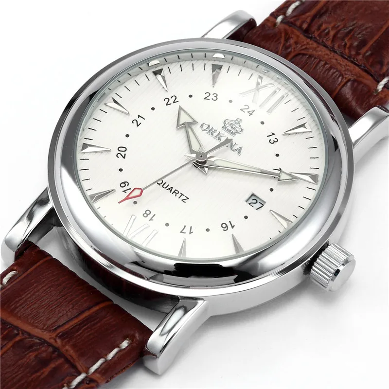 

Man Watch MG. ORKINA Leather Belt Date Display MIYOTA 2015 Movement Luminous Pins Relojes Hombre 2016