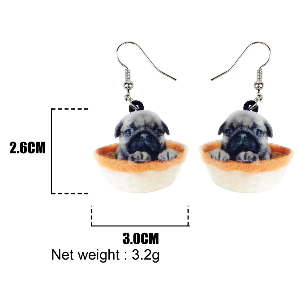 WEVENI оригинальные акриловые милые чаши мопса серьги с собаками висячие подарок