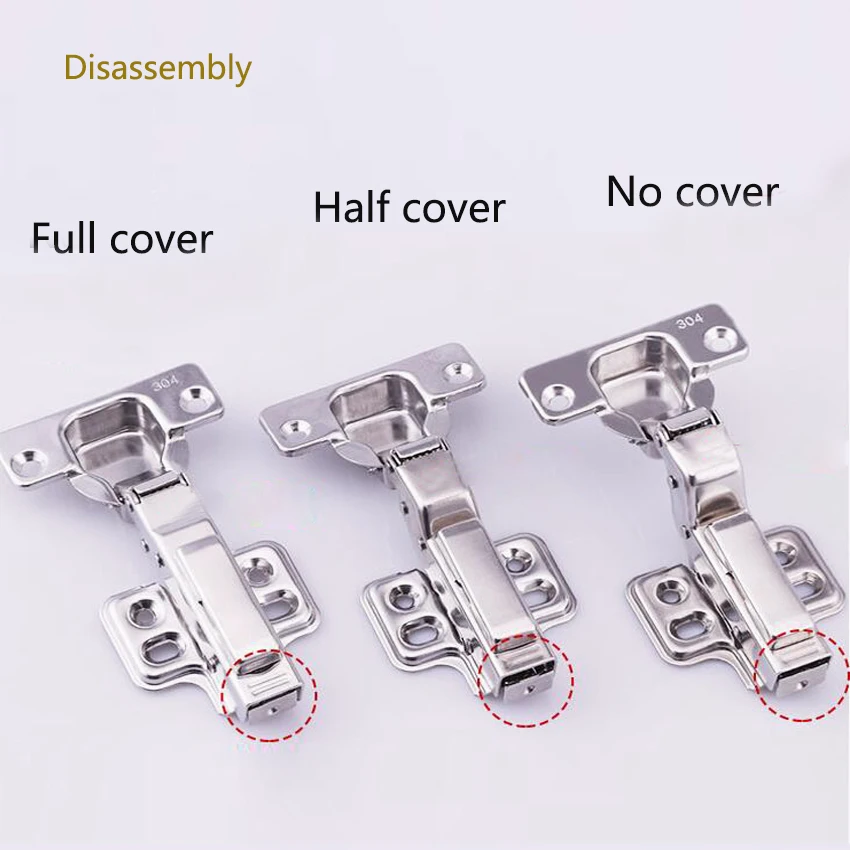 1pcs 304 stainless steel furniture hinge soft close Brass buffer hydraulic full overlay | Обустройство дома