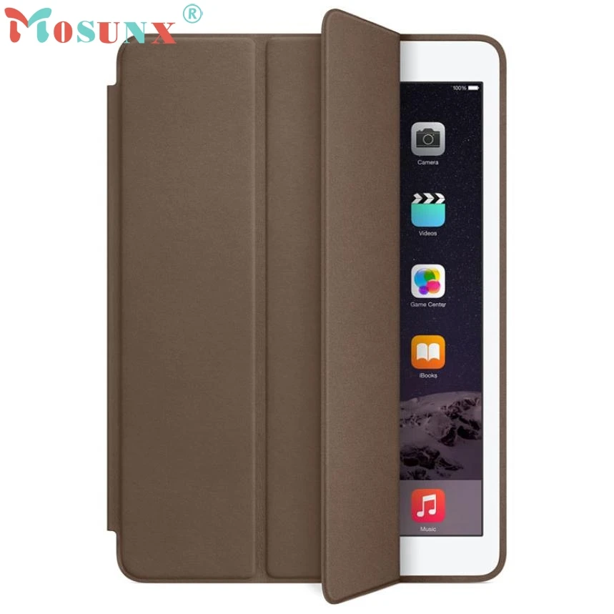 Умный чехол U для iPad Air 2 тонкий темно-коричневый из натуральной кожи хит продаж N0224