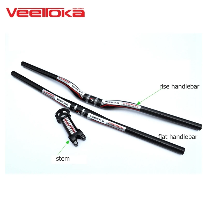 

VEETOKA MTB Road Bike 3K Full Carbon Handlebar Set Riser/flat Bar + Stem Mountain Bicycle Brace Set Bicicleta Accessories Parts