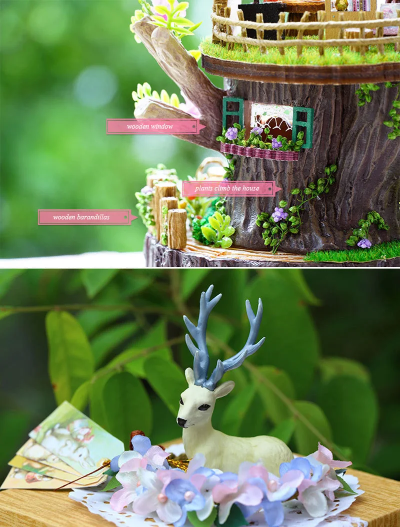 Кукольный дом мебель Diy Миниатюрный 3D Деревянный миниатюрный кукольный домик Модель Строительные наборы игрушки для подарков на день рождения фантазия лесная коробка